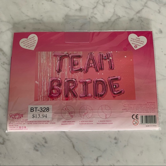 Ginger Ray Team Bride Hot Pink Balloon Bunting - Picture 5 of 8